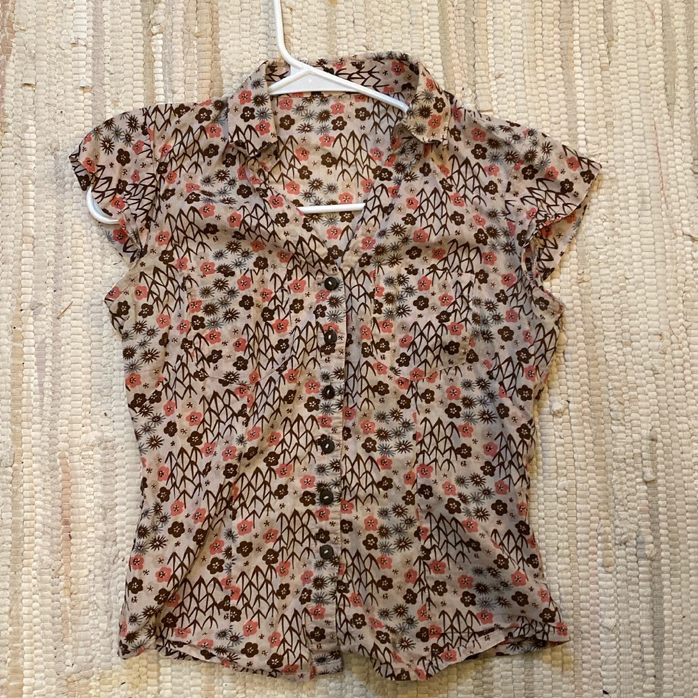 70s button up floral shirt